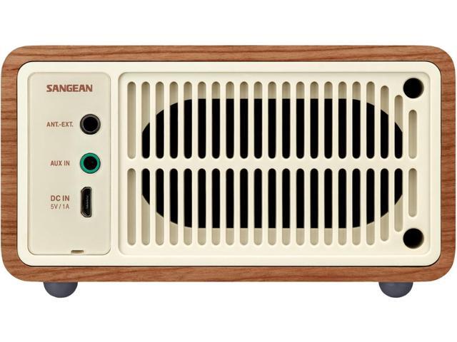Sangean WR-7WL Wood Cabinet Mini Bluetooth Speaker with FM Tuner and Aux-in Walnut/Wood