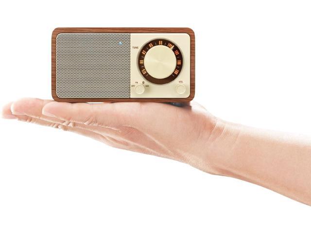 Sangean WR-7WL Wood Cabinet Mini Bluetooth Speaker with FM Tuner and Aux-in Walnut/Wood