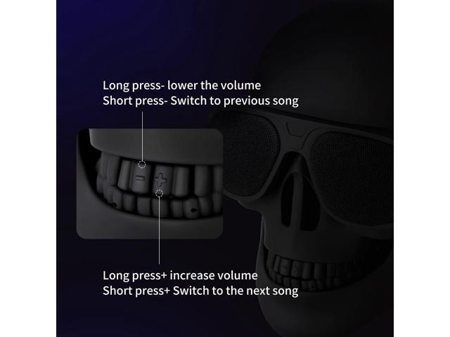Skull Speaker Wireless Portable Unique Skeleton Bluetooth Speakers Halloween Decorations for Gift Party Supports TF/USB Drive/AUX