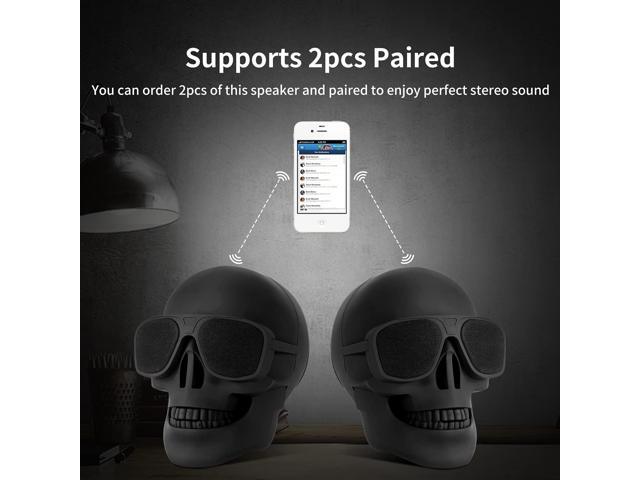 Skull Speaker Wireless Portable Unique Skeleton Bluetooth Speakers Halloween Decorations for Gift Party Supports TF/USB Drive/AUX