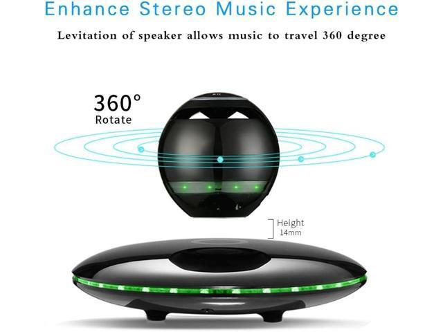 Infinity Orb Magnetic Levitating Speaker Bluetooth 4.0 LED Flash Wireless Floating Speakers with Microphone and Touch Buttons (Black)