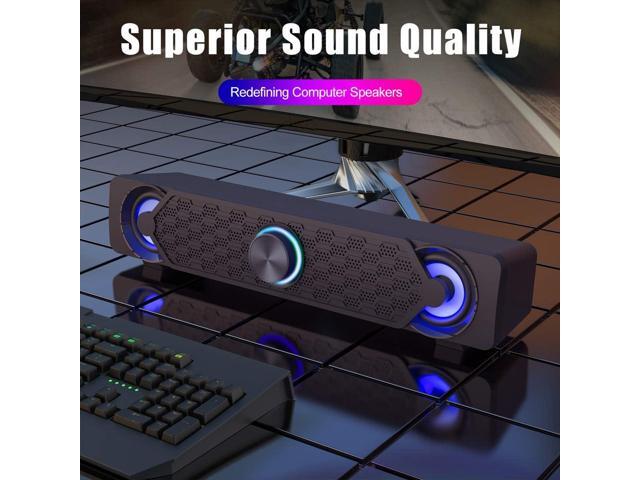 Smalody Small Computer Speakers for Desktop Gaming Monitor, PC Speakers for Desktop Monitor, Computer Speaker Wired USB Powered, Mini Soundbar with...