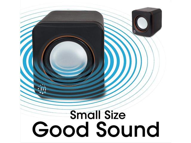 USB Powered Stereo Speaker System - Small Size - with Volume Control & 3.5 mm Aux Audio Plug to Connect to Laptop, Notebook, Desktop, Computer - 3...
