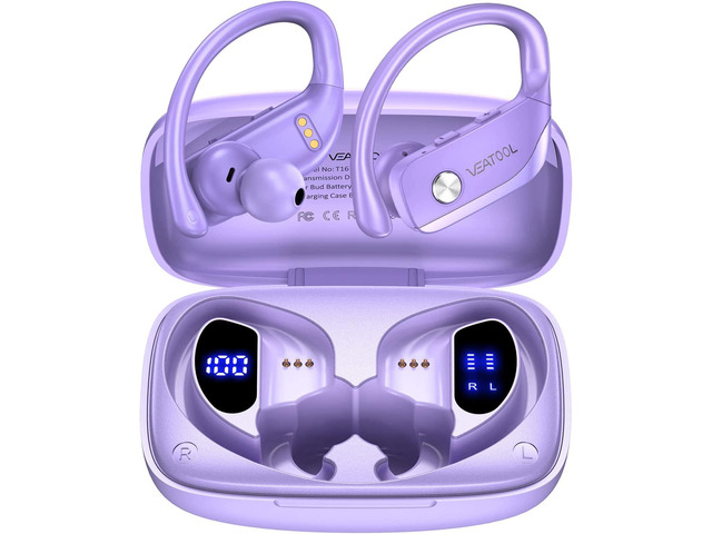 bmanl Wireless Earbuds Bluetooth Headphones 48hrs Play Back Sport Earphones with LED Display Over-Ear Buds with Earhooks Built-in Mic Headset for...