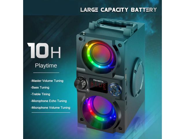 Bluetooth Speaker, 40W (60W Peak) Portable Wireless Speaker with Colorful Lights, Double Subwoofer Heavy Bass, FM Radio, MP3 Player, Bluetooth 5.0,...