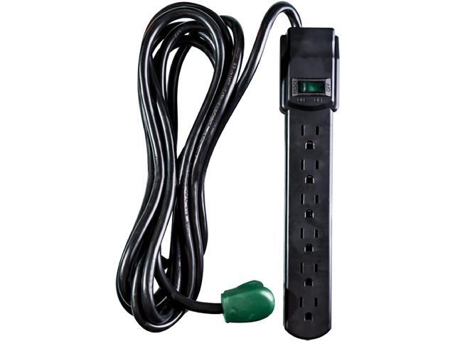 GoGreen Power (GG-16103M-12BK) 6 Outlet Surge Protector, 250 Joules, Black, 12ft Cord