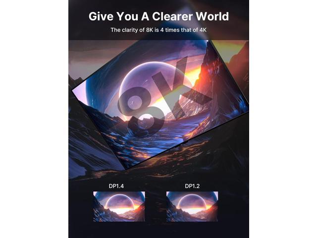 JSAUX 8K DisplayPort Cable 1.4, DP Cable 10ft8K@60Hz, 2K@240Hz, 4K@144Hz, 32.4Gbps, Display Port to Display Port Cable 1.4 (DP to DP Cable)...