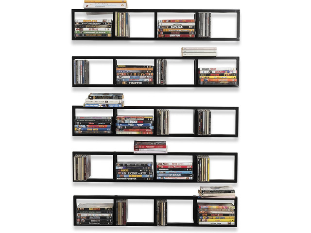 You Have Space Black Floating Shelves for Wall, 34 Inch Video Games CD DVD Storage Shelves, Cube Storage Organizer Shelf Set of 5