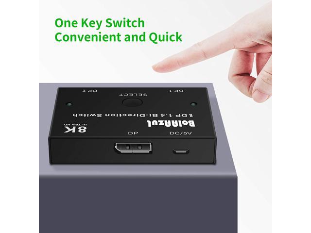 Displayport Switch Bi-Directional DP 1.4 Switcher, BolAAzuL 8K@30Hz 4K@120Hz 2K@144Hz DisplayPort 1.4 Switcher Converter 2X1 or 1X2 for Multiple...