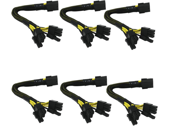 COMeap (6-Pack) GPU VGA PCIe 8 Pin Female to Dual 2X 8 Pin (6+2) Male PCI Express Power Adapter Sleeved Y-Splitter Extension Cable 9-inch(23cm)