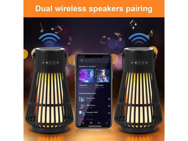 Outdoor Bluetooth Flame Speaker, Tesoorda LED Flickering Flame Effect Speaker with Torch Light, Portable Waterproof Wireless Speaker with Wall...