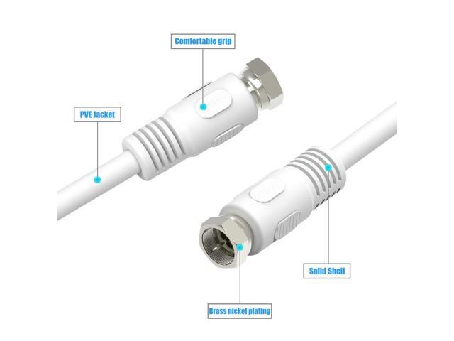 Short Coaxial Cable, 2 Pack 1ft Coaxial Cable, RG6 Cable with Right Angle Connectors, White 75 Ohm Shield Digital Coax Cables with F-Male...