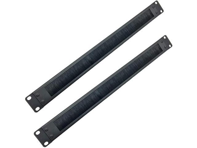 Jingchengmei 2 Pack-1U Disassembled Rack Mount Cable Management Panel with Brush for Cable Entry for 19-Inch Rack or Cabinet Black (BF01UAB2PC)