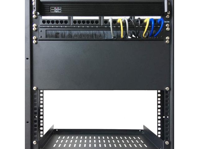 Jingchengmei 1U Disassembled Rack Mount Cable Management Panel with Brush for Cable Entry for 19-Inch Rack or Cabinet Black (BF01UAB2)