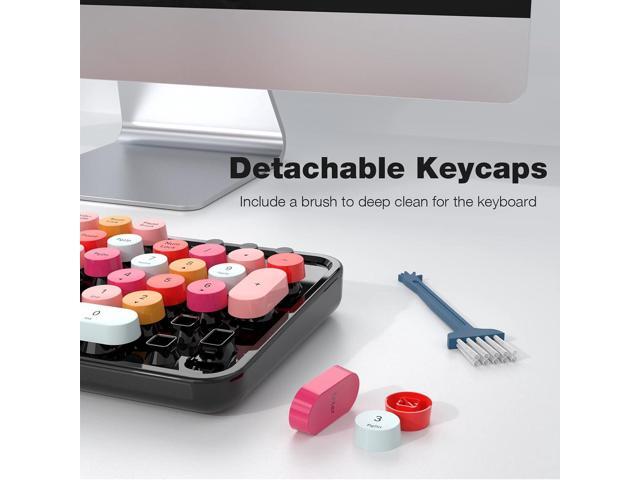 Wireless Keyboard and Mouse Combo - GEEZER Coal Black Full-Sized Colorful Keyboard 104 Keys - USB 2.4 G Receiver Plug and Play with Round Keycap...
