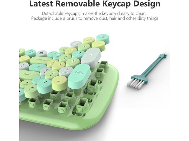 MOFII Wireless Keyboard and Mouse Combo, 2.4GHz RF, Green Colorful, Indoor, 33ft Range, Plug & Play