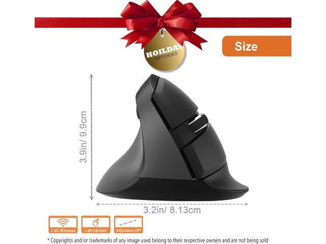 J-Tech Digital Ergonomic Left Hand Mouse with Wireless Connection, AA Battery, 2.4GHz Nano Transceiver, 800, 1200, 1600, 2400 Adjustable DPI;...