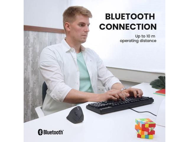 Perixx PERIMICE-804 Bluetooth Vertical Mouse, Bluetooth Connection for Windows and Android System, Works Without USB Receiver, Black