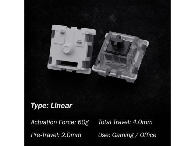 Gateron KS-9 RGB Mechanical MX Type Key Switch - Clear top (65 Pcs, Black)