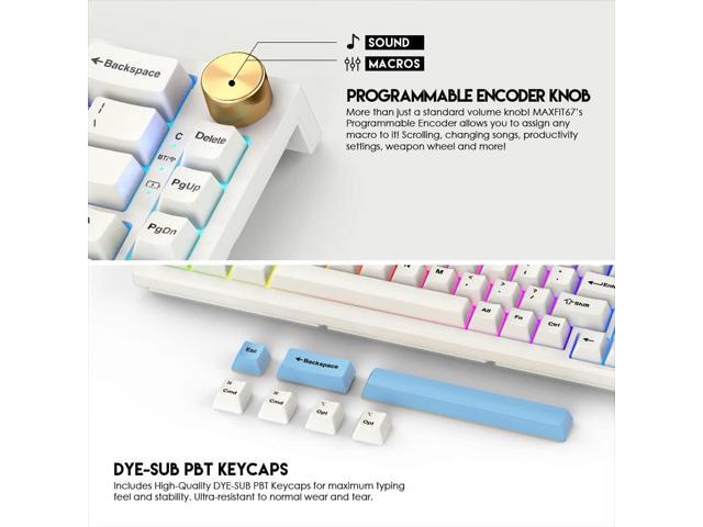 FANTECH MAXFIT67 3-Mode Custom Mechanical Gaming Keyboard RGB Backlit, 65% (67-Key) Hot Swappable Type-C Wired South Facing Mechanical Keyboard,...