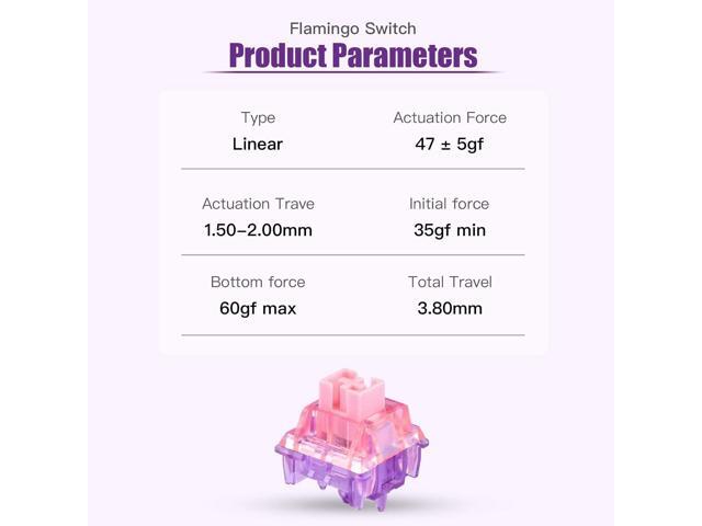 EPOMAKER Flamingo 35 Pieces 47gf Linear Mechanical Keyboard Switches Set, 35gf Initial Force Factory Lubed Switch with POM Stem, Dual Spring, PC...