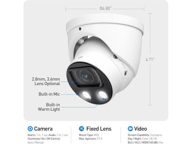 EmpireTech IPC-Color4K-T 4K Full-Color Ultra Low Light 8MP 1/1.2' CMOS Smart AI Starlight Turret IP Camera,Build-in Warm LED, Built-in Mic,SMD...