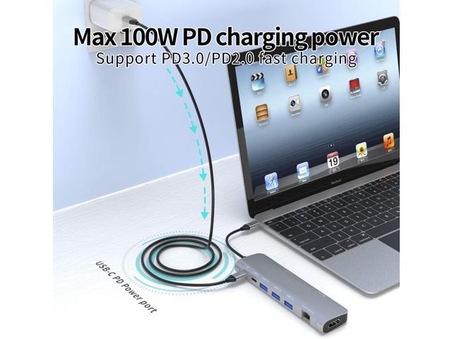 9 in 1USB C HUB with 4K HDMI, 100W PD, USB C Port, USB 3.0, RJ45 Ethernet, SD/TF Card Reader, Docking Station Compatible with MacBook Pro/MacBook...
