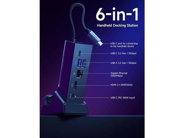 JSAUX Docking Station Compatible with ROG Ally X/ROG Ally/Steam Deck/Legion Go/Legion Go S, 6-in-1 ROG Ally X Dock with HDMI 4K@120Hz, Gigabit...