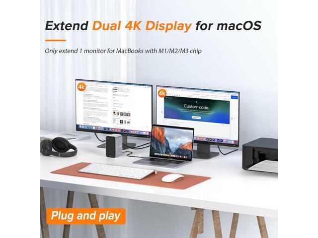 MacBook Pro Docking Station Dual Monitor with 2 4k HDMI Display,15 in 2 USB C Docking Station for MacBook with 2 HDMI, VGA, PD3.0, 7 USB Ports,...