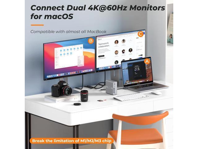 DisplayLink Docking Station Dual Monitor 4K@60HZ for MacBook, Windows, TobenONE Universal Mac mini M4 Dock with 2 HDMI & 2 DP, 65W Power Delivery,...