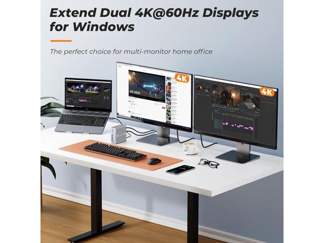 DisplayLink Docking Station Dual Monitor 4K@60HZ for MacBook, Windows, TobenONE Universal Mac mini M4 Dock with 2 HDMI & 2 DP, 65W Power Delivery,...