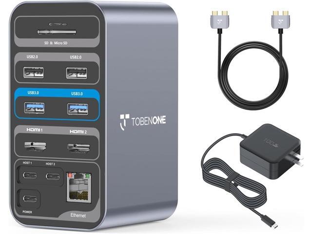 TobenONE 16-in-1 MacBook Docking Station with 100W Power Adapter, Dual HDMI, 7 USB, Gigabit RJ45, SD & Micro SD, PD 3.0, Mac Docking Station for...