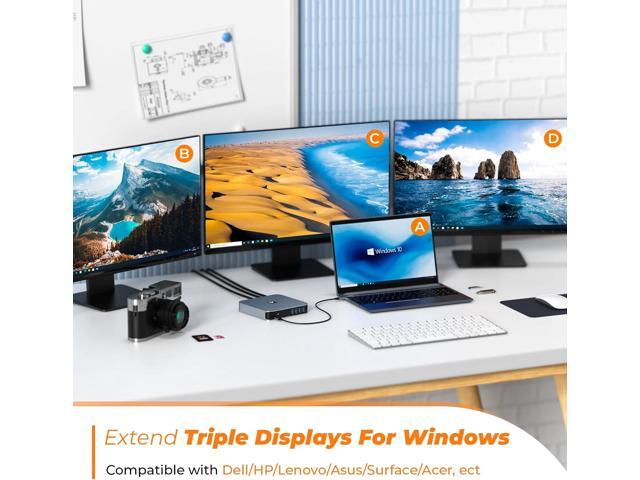 USB C Docking Station Dual Monitor for Mac mini M4, M1/M2/M3/M4 MacBook Pro/Air,, Lenovo, HP, Surface, 13 in 1 Triple Display Dock with 65W Power...