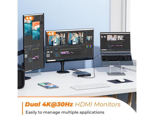 USB C Docking Station Dual Monitor for Mac mini M4, M1/M2/M3/M4 MacBook Pro/Air,, Lenovo, HP, Surface, 13 in 1 Triple Display Dock with 65W Power...
