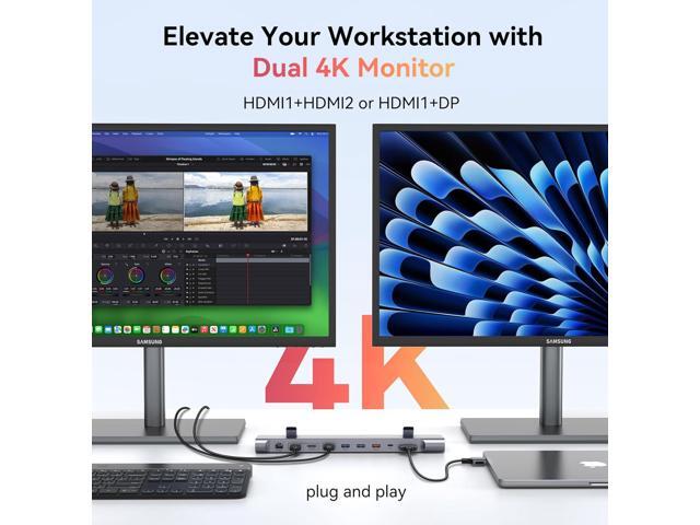 TobenONE MacBook Pro Docking Station Dual 4K@60Hz Monitor, 16-in-2 USB C Docking Station Stand with 2.5Gbps Ethernet,100W GaN Power Supply, 2...