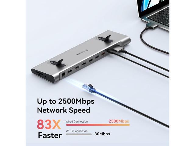 TobenONE MacBook Pro Docking Station Dual 4K@60Hz Monitor, 16-in-2 USB C Docking Station Stand with 2.5Gbps Ethernet,100W GaN Power Supply, 2...