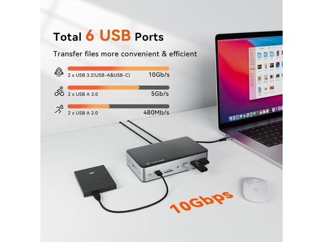 TobenONE DisplayLink Docking Station 3 Monitors with 3 HDMI(4K@60Hz), USB C Docking Station with 120W Charger, for MacBook Pro/Air, Thunderbolt...