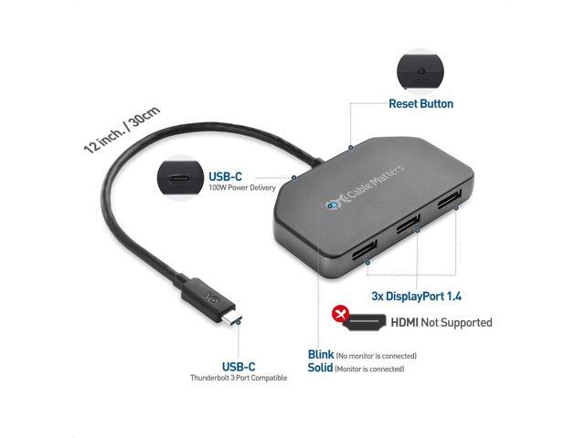 Cable Matters Windows Only Triple Monitor USB C Hub with 3X DisplayPort and 100W Charging - Support up to 8K and 4K 120Hz HDR - Thunderbolt 4, USB4...