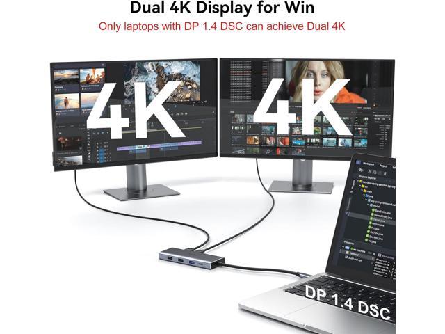 HODO USB C Docking Station Dual Monitor Adapter for Dell HP, Laptop Docking Station 3 Monitors Quad Display USB C Hub Dongle to 2 HDMI 4K,DP 8K,...