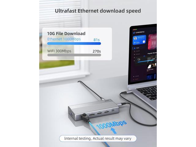 Docking Station, USB C Docking Station(13-in-1) Support Dual/Triple Display with Dual HDMI, DP, VGA, 100W PD, Gigabit Ethernet, 4USB, SD/TF Card...