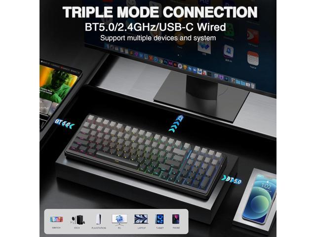AULA F99 Wireless Mechanical Keyboard,Gasket Structure Hot Swappable Custom Keyboard,RGB Backlit,Creamy Sound,Side Printed PBT...