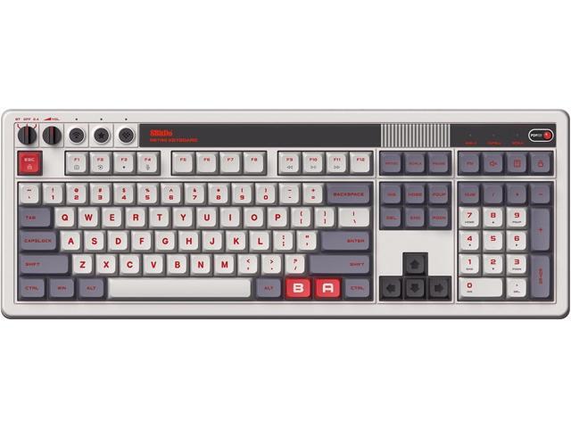 8BitDo Retro 108 Mechanical Keyboard with 108 Keys and Integrated Numpad, Bluetooth/2.4G/USB-C Hot Swappable Wireless Gaming Keyboard for Windows...