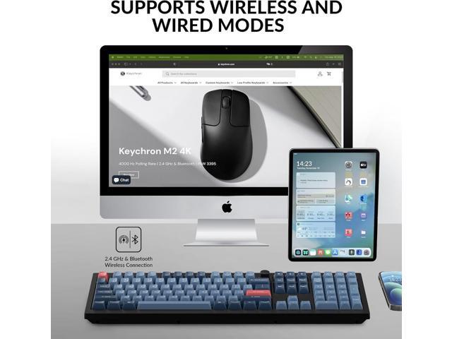 V6 Max Wireless Custom Mechanical Keyboard, 2.4 GHz Bluetooth QMK Full-Size Layout RGB with Hot-swappable Gateron Brown Switch Compatible with Mac...