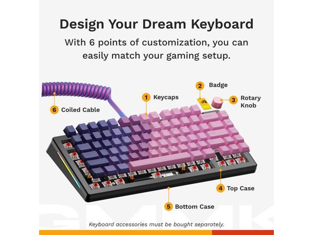 Glorious Gaming - GMMK 3 Custom Mechanical Gaming Keyboard with Knob, 75% Tenkeyless Keyboard, Modular Gasket System, Doubleshot PBT Keycaps,...