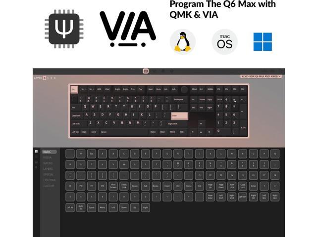 Keychron Q6 Max QMK/VIA Bluetooth Wireless /2.4 GHz/USB-C Wired Custom Mechanical Keyboard, Full Size Programmable Knob RGB Backlit Hot-Swappable...