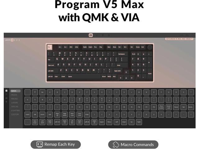 Keychron V5 Max Custom Wireless Mechanical Gaming Keyboard with Number Pad, 96% Layout QMK/VIA 2.4 GHz/Bluetooth 5.1/Wired, RGB Backlit...
