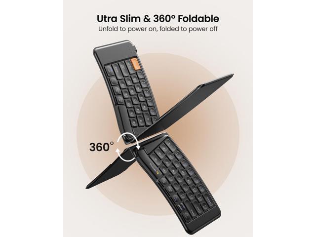 ProtoArc Ergonomic Foldable Keyboard Mouse, XKM03 Portable Folding Bluetooth Keyboard Mouse Combo for Business and Travel, Split Design, 3...