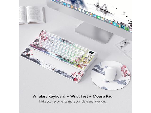 Womier 75% Wireless Mechanical Keyboard with Color Multimedia Screen Gaming Keyboard, Theme 3-Modes Hot Swappable Key Board w/Wrist Rest,SK80 PRO...