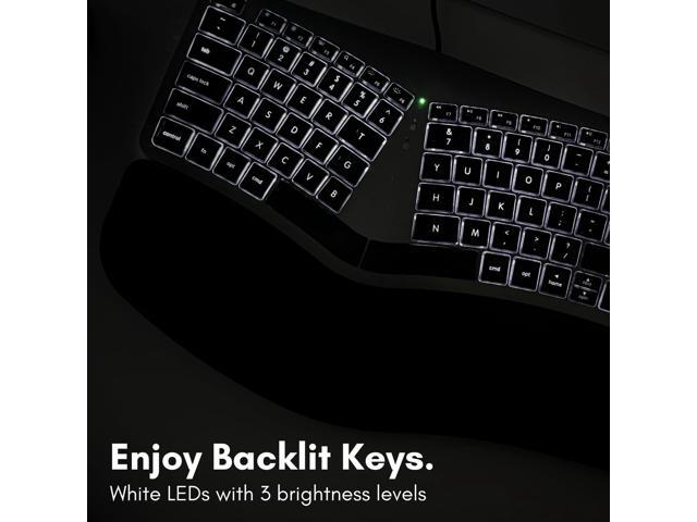 Macally Wired Ergonomic Keyboard for Mac - Compatible Backlit Apple Keyboard with Wrist Rest (Curved for Comfort) for MacBook Pro/Air, iMac, Mac mini