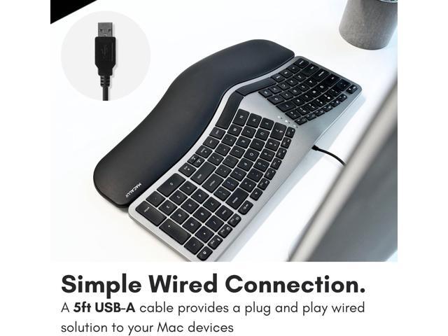 Macally Wired Ergonomic Keyboard for Mac - Compatible Backlit Apple Keyboard with Wrist Rest (Curved for Comfort) for MacBook Pro/Air, iMac, Mac mini